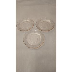 Vintage Pink Depression Glass Berry Bowls Set 3 American Sweetheart Scalloped